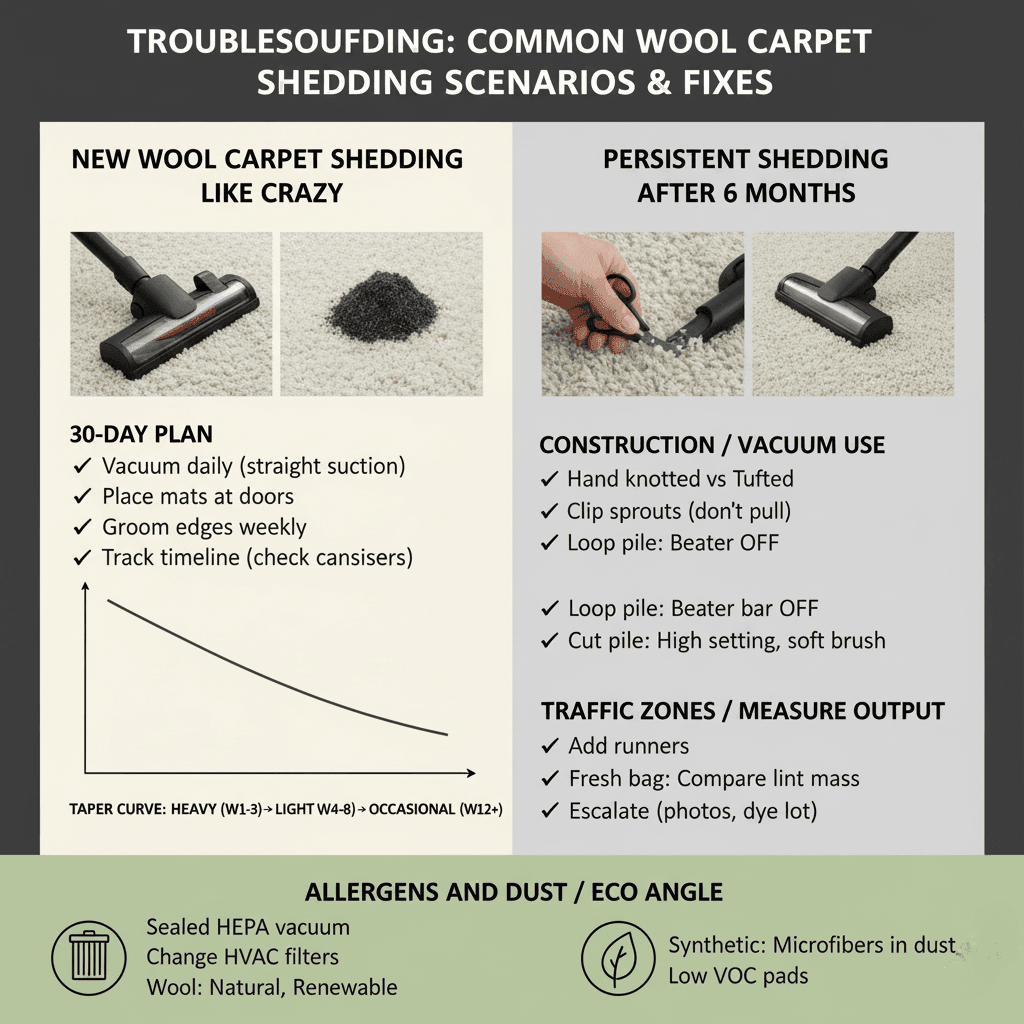 Does Wool Carpet Shed? How Long & How to Stop It 5 Common Wool Carpet Shedding Scenarios and Fixes