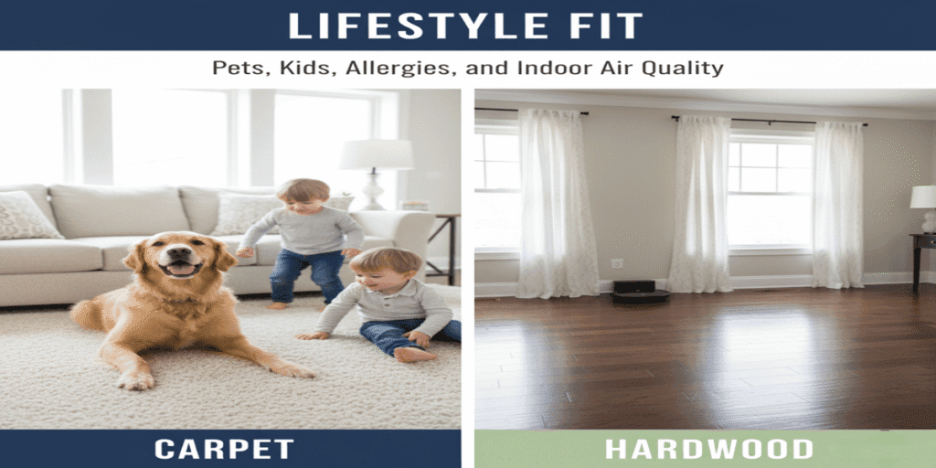 Carpet Vs Hardwood Stairs: Pros, Safety & Durability 4 Lifestyle fit pets, kids, allergies, and indoor air quality