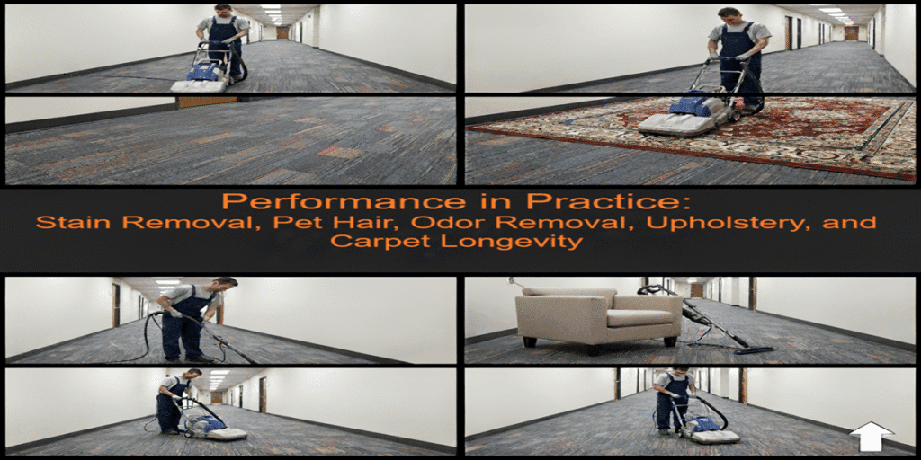 Carpet Cleaner vs Carpet Extractor: Key Differences Guide 4 Performance in Practice Stain Removal, Pet Hair, Odor Removal, Upholstery, and Carpet Longevity