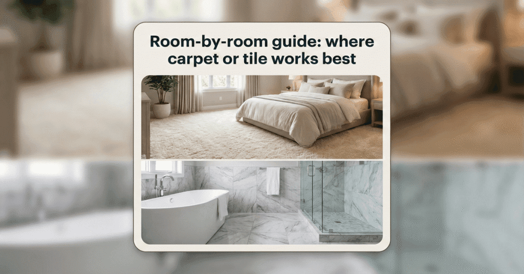 Room-by-room guide where carpet or tile works best