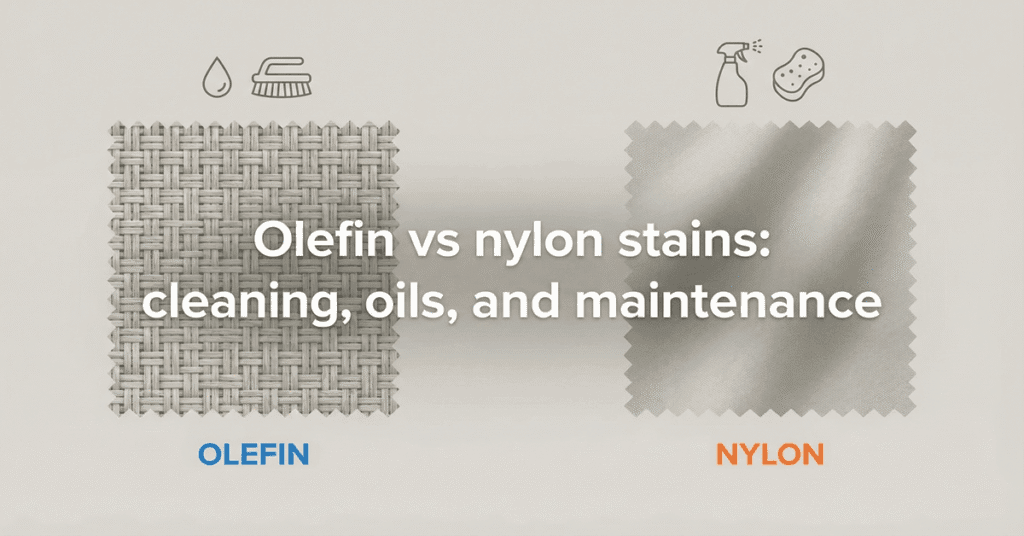 Olefin vs nylon stains cleaning, oils, and maintenance