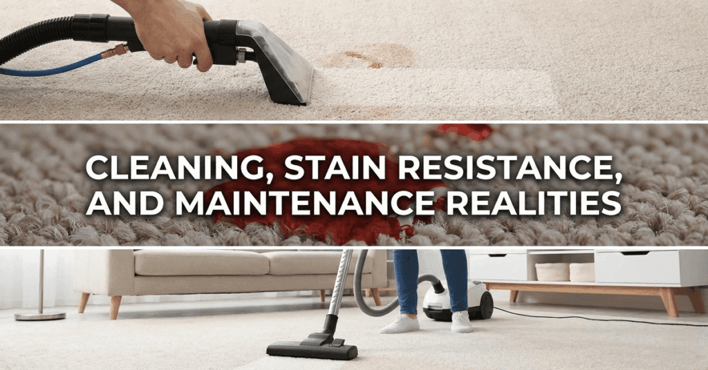 Cleaning, stain resistance, and maintenance realities