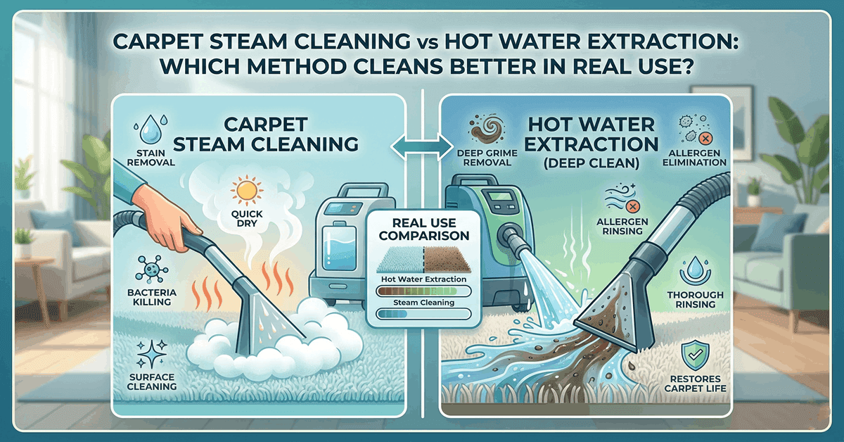 Carpet Steam Cleaning vs Hot Water Extraction: Pros & Cons