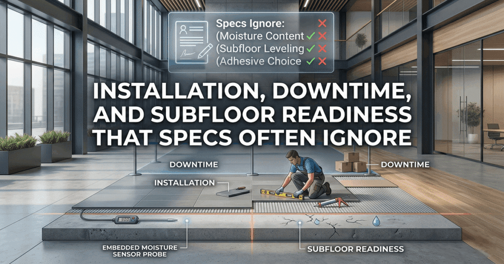 Broadloom Carpet vs Carpet Tiles: Cost, Install & Care 4 Installation, Downtime, and Subfloor Readiness That Specs Often Ignore